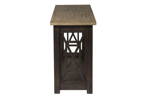 Ardley Transitional Open Storage Sofa Table With Charcoal Base And Two Tone Ash Top