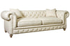 Image of Armstrong 90 Inch "Quick Ship" Tufted Chesterfield Sofa In Classic Linen - IN STOCK