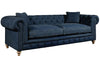 Image of Armstrong 96 Inch Chesterfield "Quick Ship" Sofa In Blue Denim -OUT OF STOCK UNTIL 6/25/25