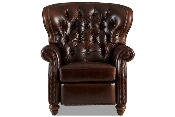 Arthur Chesterfield Leather Tufted Wingback Recliner Chair
