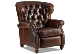 Arthur Chesterfield Leather Tufted Wingback Recliner Chair