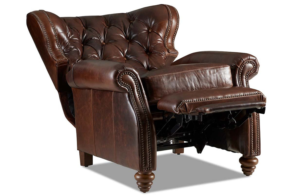 Arthur Chesterfield Tufted Wingback Leather Recliner Chair