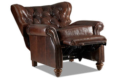 Arthur Chesterfield Leather Tufted Wingback Recliner Chair