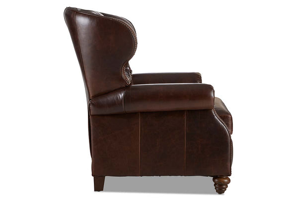 Arthur Chesterfield Leather Tufted Wingback Recliner Chair