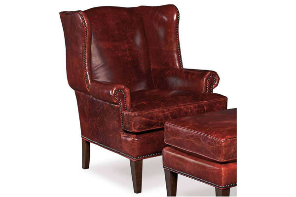 Arvin "Quick Ship" Leather Wingback Accent Chair