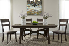 Atherton 5 Piece Dark Chestnut Trestle Table Dining Set With Splat Back Side Chairs