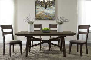 Atherton 5 Piece Dark Chestnut Trestle Table Dining Set With Splat Back Side Chairs
