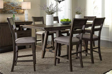 Atherton 7 Piece Counter Height Dark Chestnut Trestle Table Dining Set With Splat Back Side Chairs