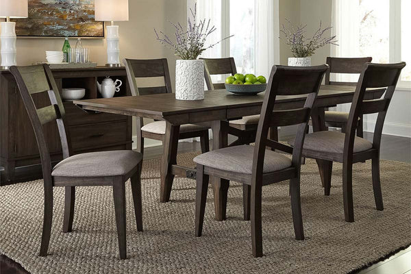 Atherton 7 Piece Dark Chestnut Trestle Table Dining Set With Splat Bac