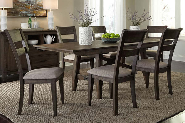 Atherton 7 Piece Dark Chestnut Trestle Table Dining Set With Splat Back Side Chairs