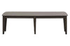 Image of Atherton 6 Piece Dark Chestnut Trestle Table Dining Set With Splat Back Side Chairs And Bench
