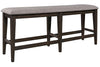 Image of Atherton 6 Piece Counter Height Dark Chestnut Trestle Table Dining Set With Upholstered Side Chairs And Bench