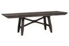 Image of Atherton 6 Piece Dark Chestnut Trestle Table Dining Set With Splat Back Side Chairs And Bench