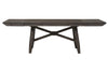 Image of Atherton 6 Piece Dark Chestnut Trestle Table Dining Set With Splat Back Side Chairs And Bench