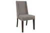 Image of Atherton 5 Piece Dark Chestnut Trestle Table Dining Set With Upholstered Side Chairs
