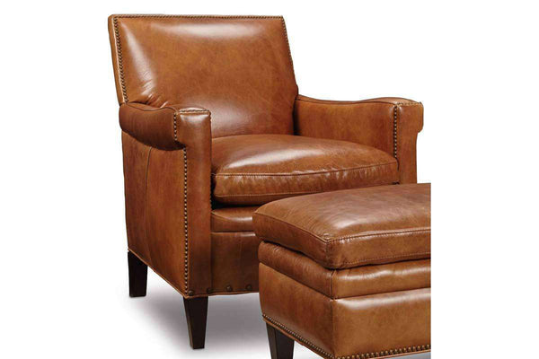 Baker Quick Ship Leather Tight Back Accent Chair