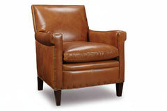 Baker Quick Ship Leather Tight Back Accent Chair