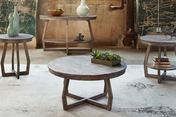 Barnes Gray Washed Transitional Occasional Table Collection