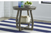 Image of Barnes Transitional Round End Table With Gray Wash Finish And Plank Style Top