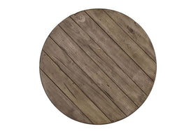 Barnes Transitional Round End Table With Gray Wash Finish And Plank Style Top