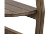 Image of Barnes Transitional Round Sofa Table With Gray Wash Finish And Plank Style Top