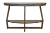 Image of Barnes Transitional Round Sofa Table With Gray Wash Finish And Plank Style Top