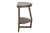 Image of Barnes Transitional Round Sofa Table With Gray Wash Finish And Plank Style Top