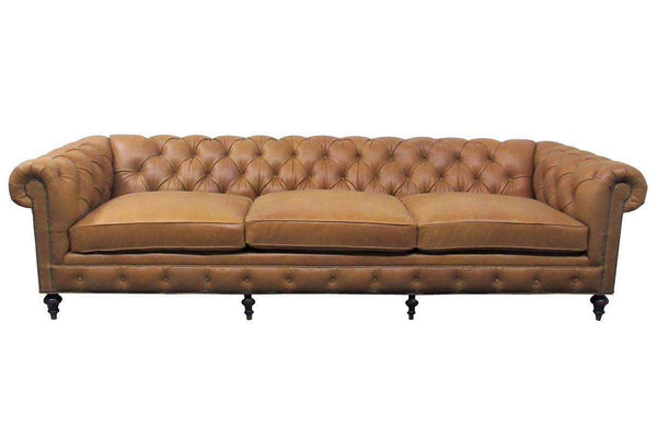 Barrington 118 Inch Large Leather Chesterfield Tufted Sofa