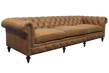 Barrington 118 Inch Large Leather Chesterfield Tufted Sofa
