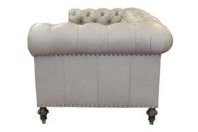 Barrington 91 Inch Large Leather Chesterfield Tufted Sofa