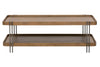 Image of Bayview Transitional Bourbon Finish Wood With Antique Nickel Metal Base Coffee Table