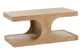 Beck Contemporary Style C-Shaped Modular Wood Coffee Cocktail Table