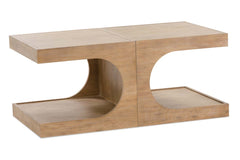 Beck Contemporary Style C-Shaped Modular Wood Coffee Cocktail Table