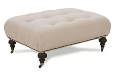 Belle 41 Inch Long Fabric Tufted Ottoman Coffee Table With Caster Legs