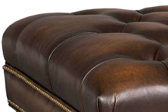 Bentley "Quick Ship" Tufted Leather Coffee Table With Nail Trim - Club Furniture