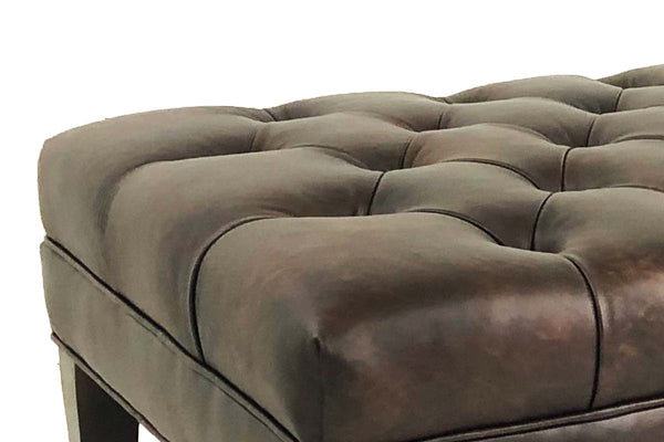 Berkeley Tufted 36", 40", 44", Or 48" Inch Rectangular Leather Ottoman (4 Sizes Available)