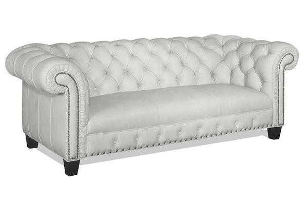Boyd 94 Inch Chesterfield Tufted Leather Sofa W/ Tight Seat