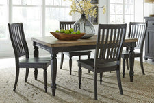 Branson II Chalkboard Black With Brown Top 5 Piece Leg Table Set With Slat Back Chairs
