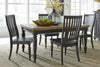 Image of Branson II Chalkboard Black With Brown Top 5 Piece Leg Table Set With Slat Back Chairs
