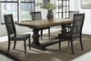 Image of Branson II Chalkboard Black With Brown Top 5 Piece Trestle Table Set With Slat Back Chairs