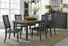 Image of Branson II Chalkboard Black With Brown Top 7 Piece Leg Table Set With Slat Back Chairs