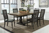 Image of Branson II Chalkboard Black With Brown Top 7 Piece Trestle Table Set With Slat Back Chairs