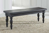 Image of Branson II Chalkboard Black With Brown Top 6 Piece Trestle Table Set With Slat Back Chairs And Bench
