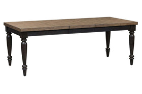 Branson II Chalkboard Black With Brown Top 7 Piece Leg Table Set With Slat Back Chairs