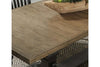 Image of Branson II Chalkboard Black With Brown Top 6 Piece Trestle Table Set With Slat Back Chairs And Bench
