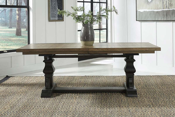 Branson II Chalkboard Black With Brown Top 5 Piece Trestle Table Set With Slat Back Chairs