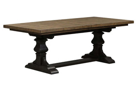 Branson II Chalkboard Black With Brown Top 5 Piece Trestle Table Set With Slat Back Chairs