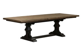 Branson II Chalkboard Black With Brown Top 7 Piece Trestle Table Set With Slat Back Chairs