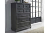Image of Branson II Queen Or King Chalkboard Black Panel Bed "Create Your Own Bedroom" Collection