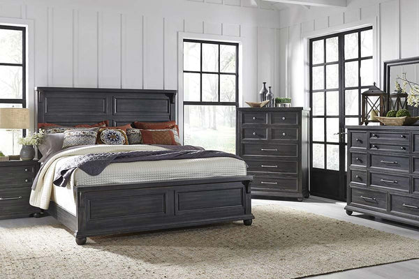 Branson II Farmhouse Distressed Black Bedroom Collection